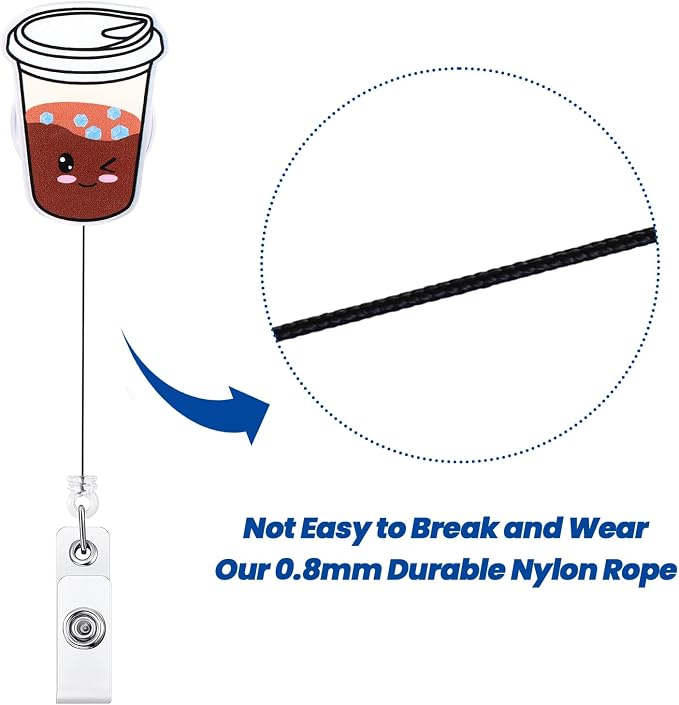 Funny Iced Coffee Nurse Badge Reel, Cute Coffee Lovers Retractable ID Badge - Image 5
