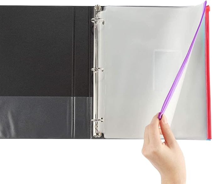 YoeeJob 8 Packs 3-Hole Clear Zipper Binder Pockets, Binder Insert Pages - Image 3