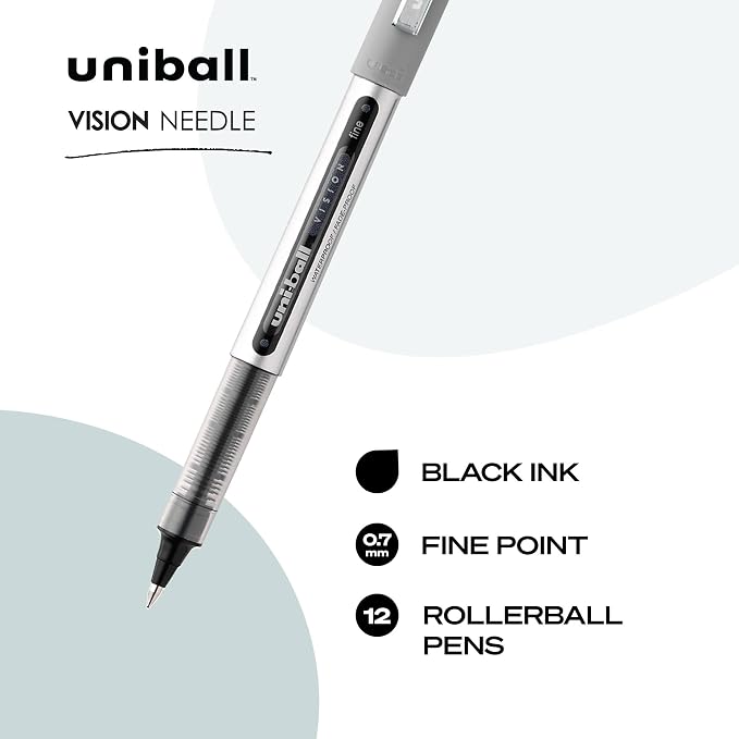 uniball Vision Needle Rollerball Pens, Fine Point, 12 Pack - Image 2
