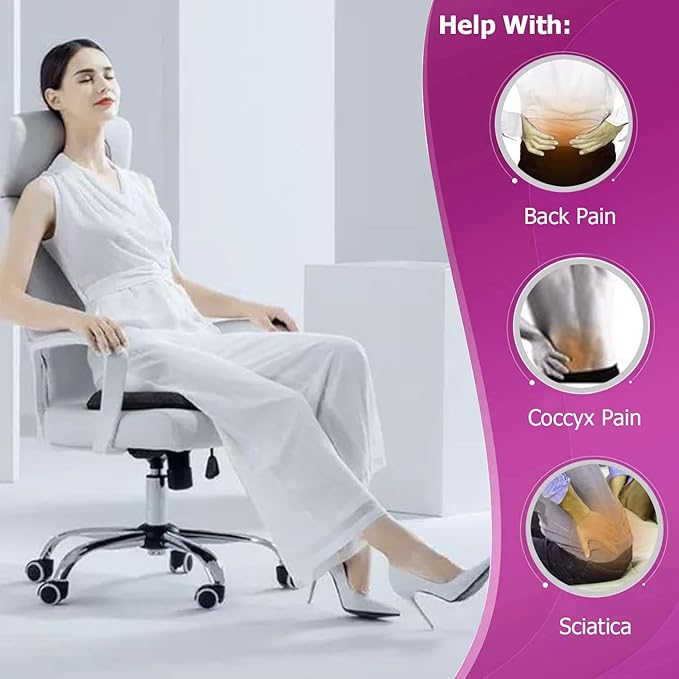 Gel Seat Cushion, Egg Seat Cushion for Tailbone, Back, Sciatica Pain Relief - Gel Enhanced Chair Pads with Non-Slip Cover for Office Home Chair Car Seat Wheelchair (Standard, Violet)-DeskLoop Office