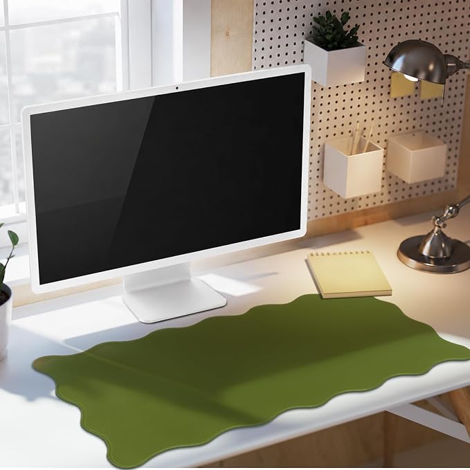Hahafelt Scalloped Desk Mat Large Desk Pad Cute Coquette Table Mat Back to - Image 7