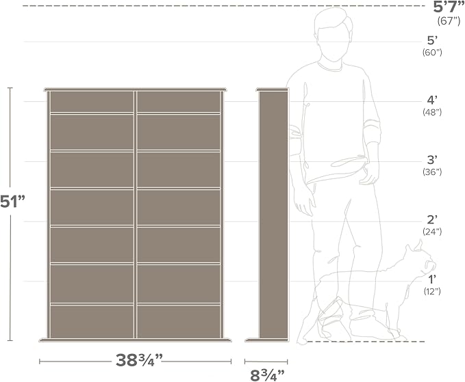 Prepac 2 Column Display Cabinet Media Storage, Double Width Wall - Image 3