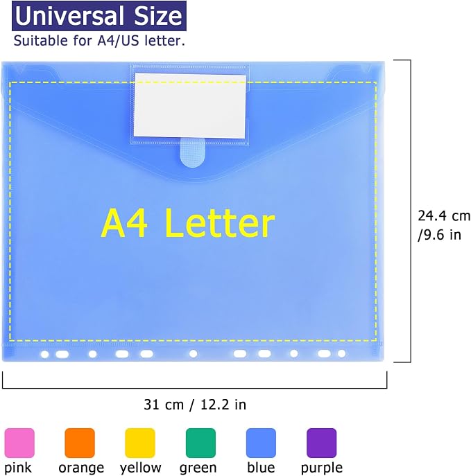 Tamaki 6 Pack Binder Pocket Folders, Letter Size, 11 Holes, Colorful | Binder - Image 3