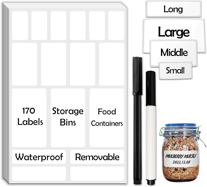 JIEHENG 170Pcs White Removable Labels by JIEHENG