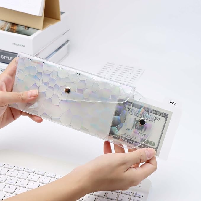 Cash Envelope Wallet 6-Tab Divider Pockets Cash Stuffing Envelopes Glitter PVC - Image 4