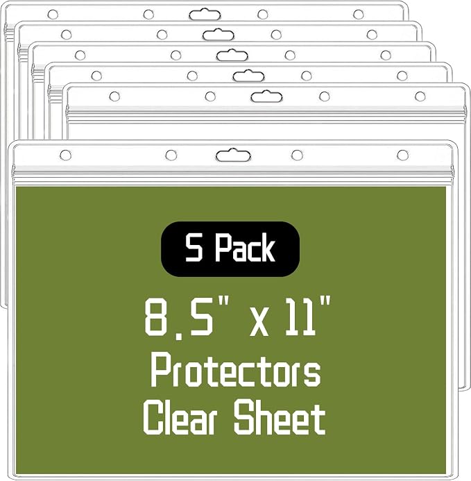 5 Pack Sheet Protectors，8.5" x 11" Waterproof Resealable Zip Wall Sign Holder by HSYYDZI