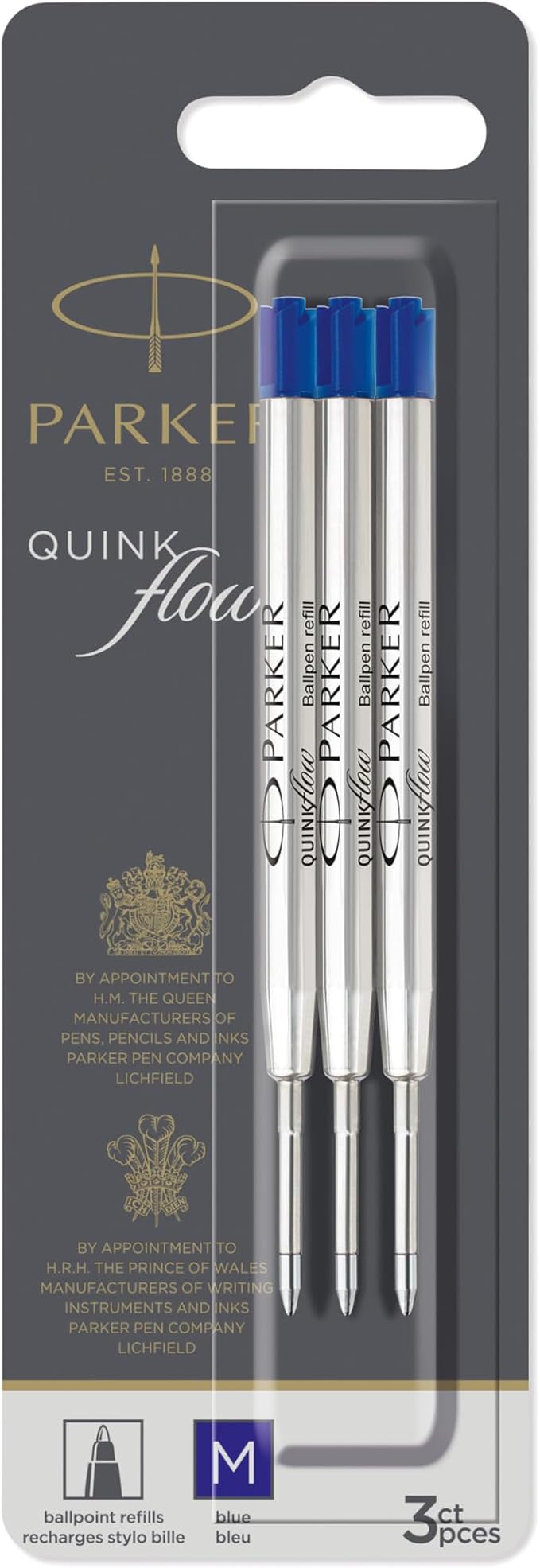 Parker QUINKflow Ballpoint Pen Ink Refills, Medium Tip - Image 8
