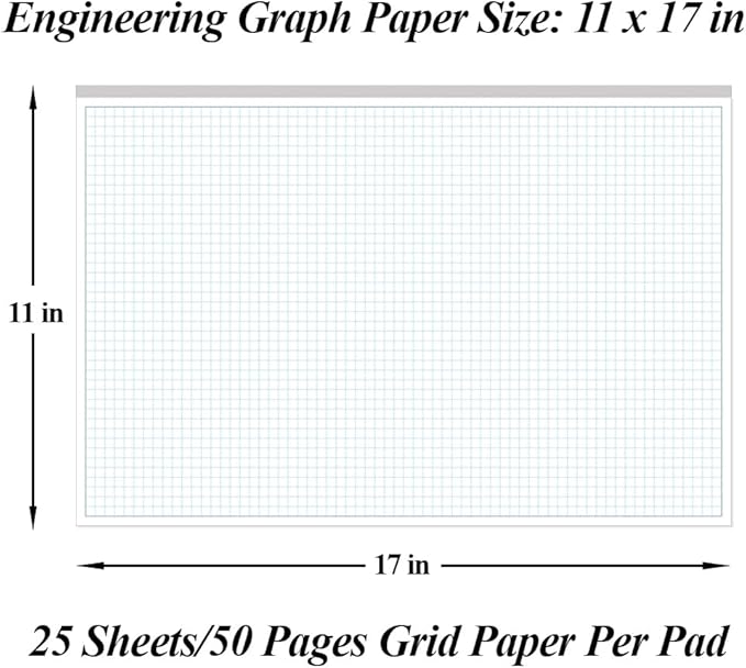 Engineering Graph Paper Pads, 11x17 Quadrille 75 Sheets/150 Pages Grid Paper - Image 2