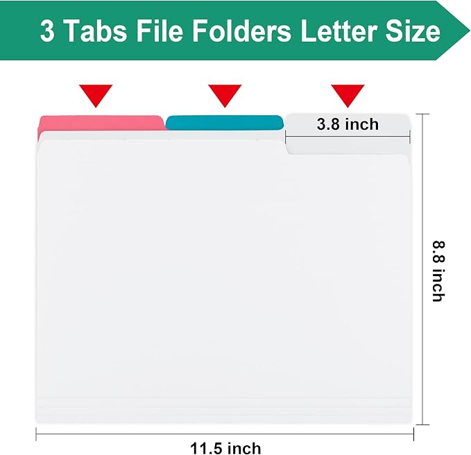 pmybupo 18pack White File Folders, 1/3 Cut Tab - Image 2