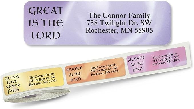Praises Religious Rolled Personalized Return Address Mailing Labels by ColorfulImages