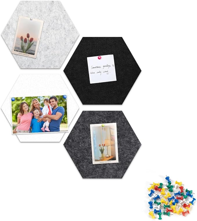 4 Pack Hexagon Felt Bulletin Board Tiles - Image 4