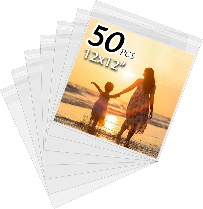 50 Pack Acid-Free Crystal Clear Sleeves Storage Bags by SOMIME