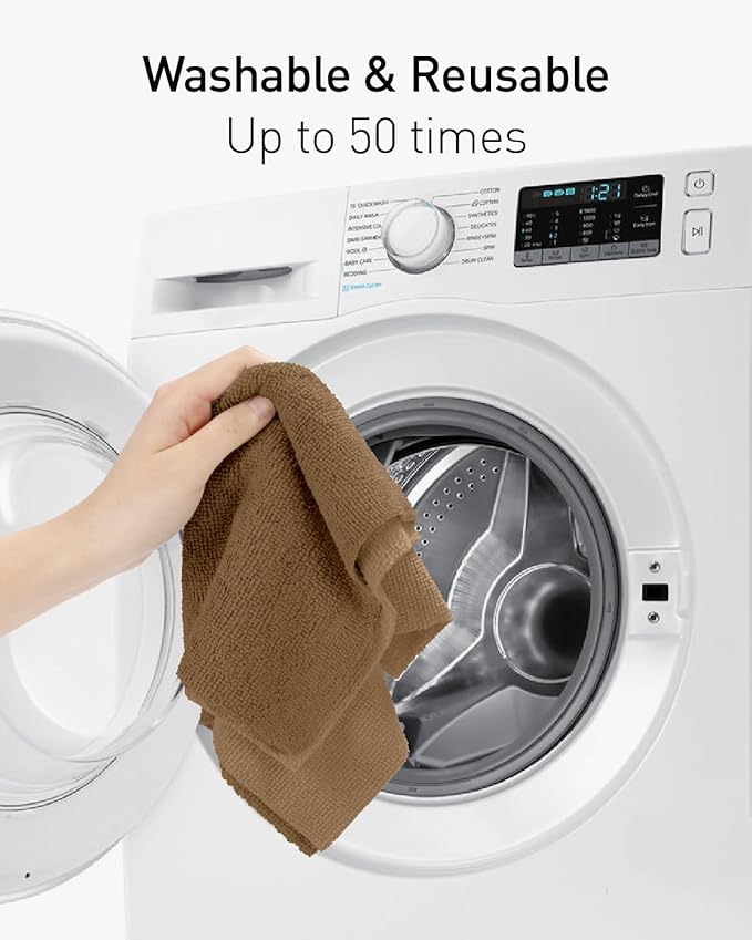 Fantasticlean Microfiber Cleaning Cloth Roll -40 Pack, Tear Away Microfiber Towels, 12" x 12", Reusable, Washable, Scratch Free, Ultra Absorbent Dish Rags for Car, Home, Garage or Shop (TAN)-DeskLoop Office
