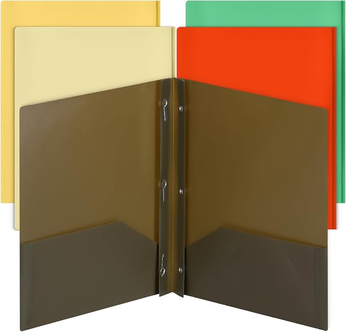 Mr. Pen- Plastic Folders with Pockets and Prongs, 5 Pack, Letter Size | Retro by MrPen