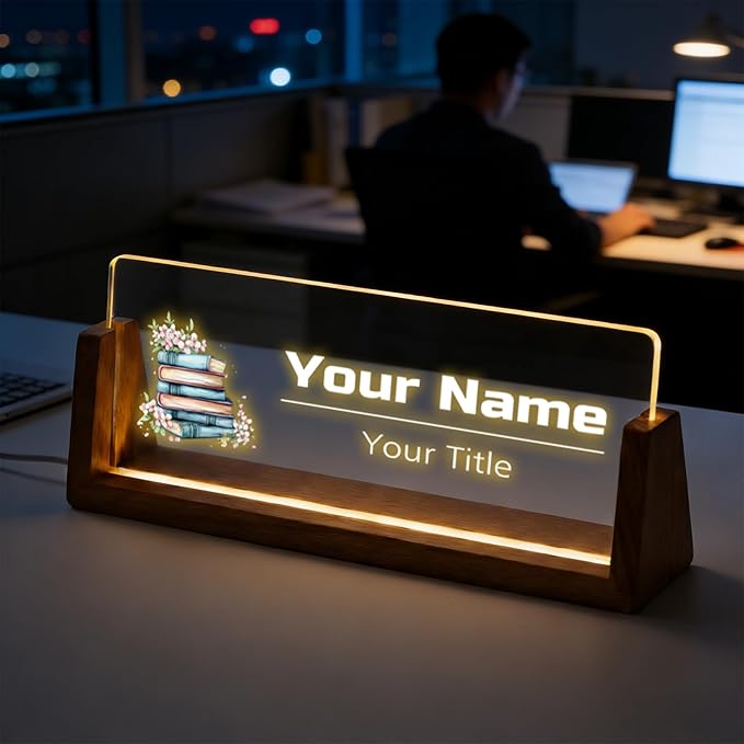 Custom Desk Name Plate, Light Up Acrylic Office Sign, Personalized Gift by PersonalizedGifts