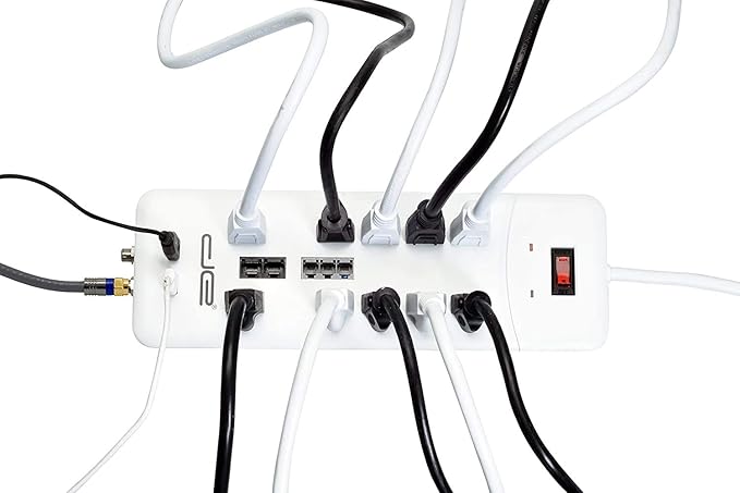 Digital Energy 10-Outlet Straight Plug 4050 Joules Heavy Duty Surge Protector (8 FT, WHT)-DeskLoop Office