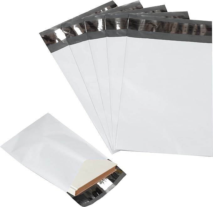 100 Pack of 9 x 12 White Poly Mailers by Secure+Seal