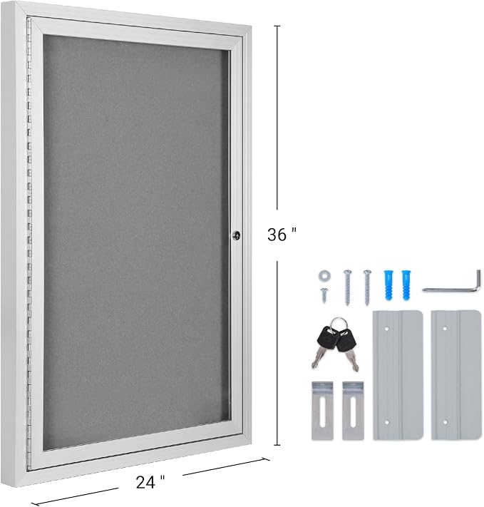 INNOVART Enclosed Bulletin Board 36” x 24”, Lockable Fabric Noticeboard - Image 2