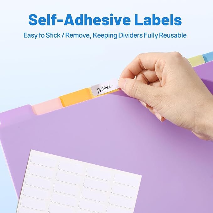 SUNEE 8 Tab Binder Dividers, Plastic Dividers - Image 4