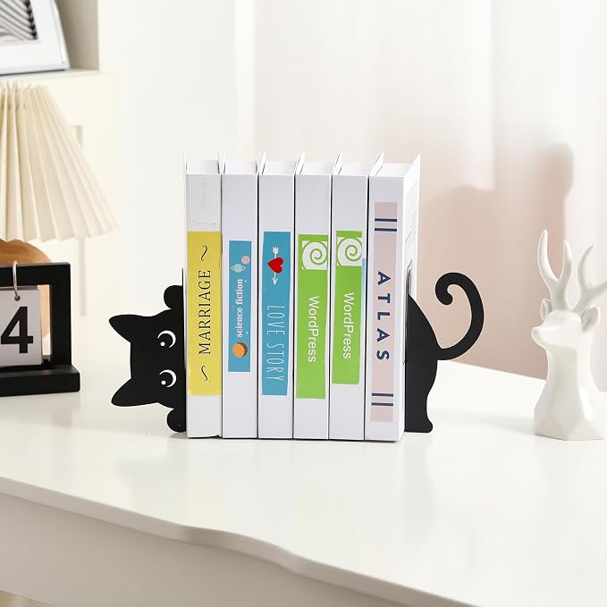 Geelin Peeping Cat Metal Bookends Set of 2 Cute Book Ends - Image 5