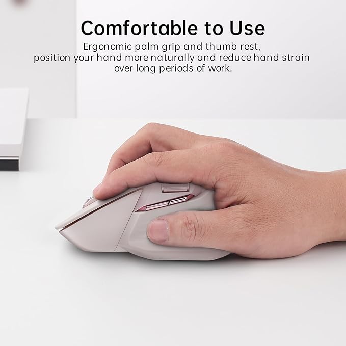 Rapoo MT760 Multi-Device Wireless Mouse, Bluetooth 5.0 and 2.4GHz Multi-Mode Connection, Up to 4 Devices, 11 Programmable Buttons, 4K DPI, Ergonomic Design, 90 Days Battery Life, PC, Pink-DeskLoop Office