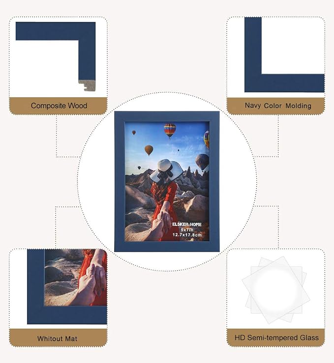 ELSKER&HOME 5x7 Picture Frame Navy Blue - Image 6