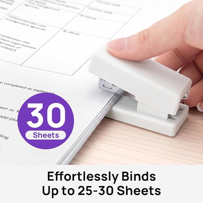 Mini Stapler with 2000 Staples, 30 Sheet Capacity, Jam-Free Small Desktop - Image 5