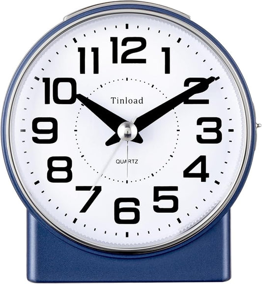 Tinload 4.3" No Ticking Analog Alarm Clock, Silent Readable by Tinload