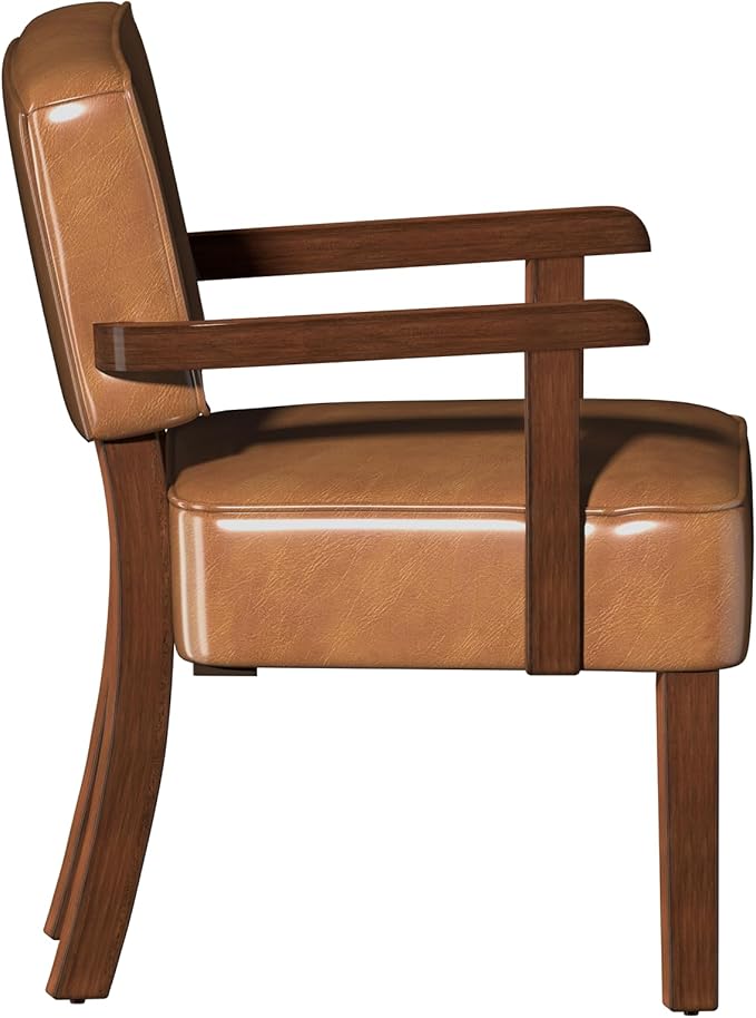 Accent Chair, PU Leather Living Room Chairs Oversized with Soft Seat and Armrests, Armchair for Bedroom, Dinning, Reading, Waiting Rooms (Leather Brown)-DeskLoop Office