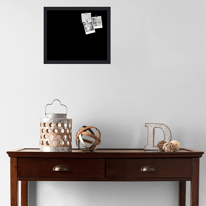 PinPix 18x15 Inch Cork Bulletin Board. This Decorative Framed Pin Board Comes with Solid Black Design and a Satin Black Frame. Ideal for Home Office Decor or Message Board (PinPix-622)-DeskLoop Office
