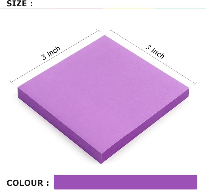 Sticky Notes 3x3 Self-Stick Notes Bright Colors Sticky Notes 8 Pads 80 Sheet/Pad - Image 3