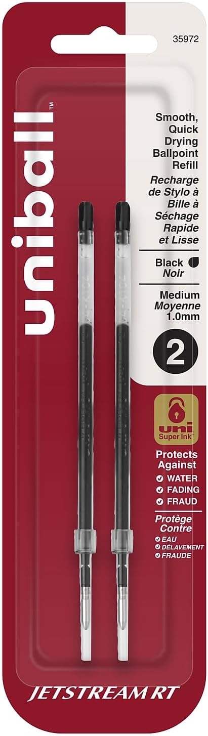uniball Jetstream RT Ballpoint Pen Refills, Medium Point, 2 Pack by uni-ball