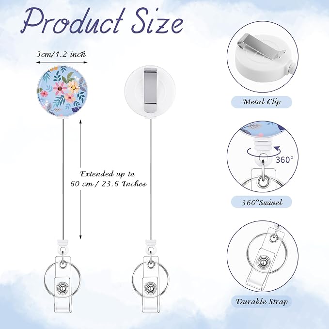 BESARME 3 Pack Badge Reels Retractable Badge Clip - Image 2