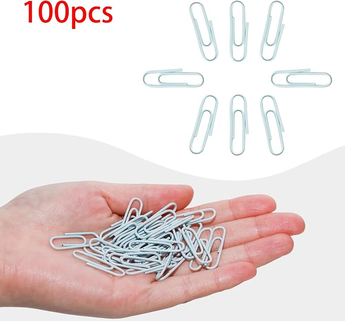 100 Pcs Light Blue Paper Clips, 1.1 Inch Colorful Paperclips | Vinyl Coated - Image 3