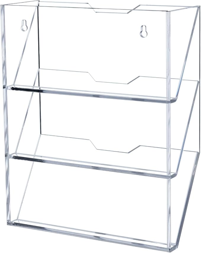 MyGift 3 Tier 10 Inch Clear Acrylic Mail Sorter, Wall Mounted Letter Holder - Image 7