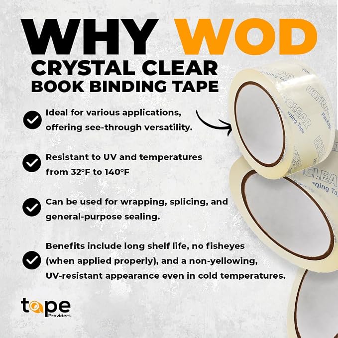WOD CST22CC Crystal Clear See-Through Packing Tape – 4 inch x 110 yds. - Image 2