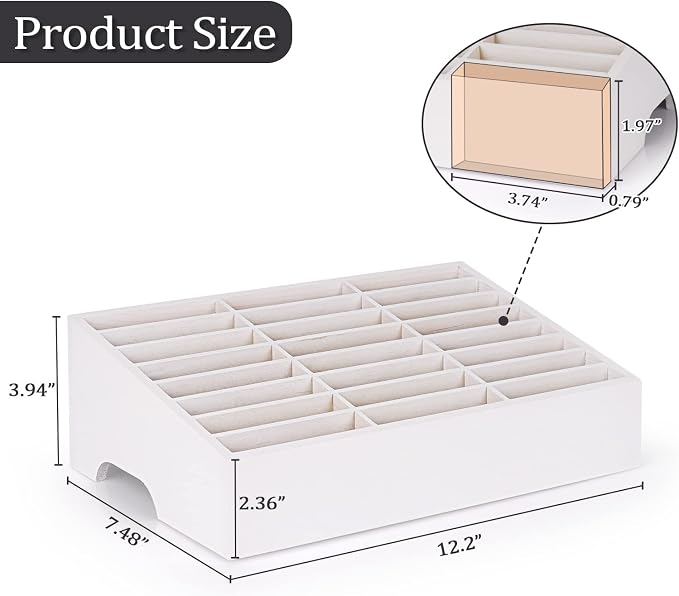 24-Grid Wooden Cell Phone Holder Desktop Organizer Storage Box - Image 2