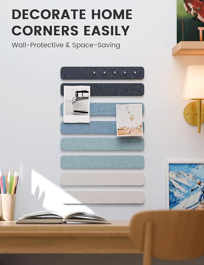 Fluxynara Cork Board Alternative Felt Strip Board 8-Pack 13"x2", Office Pin - Image 4