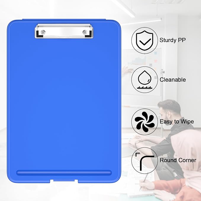 Hongri Clipboard with Storage, 8.5 x 11 Clip Board Foldable, Dark Blue | Bottom - Image 5