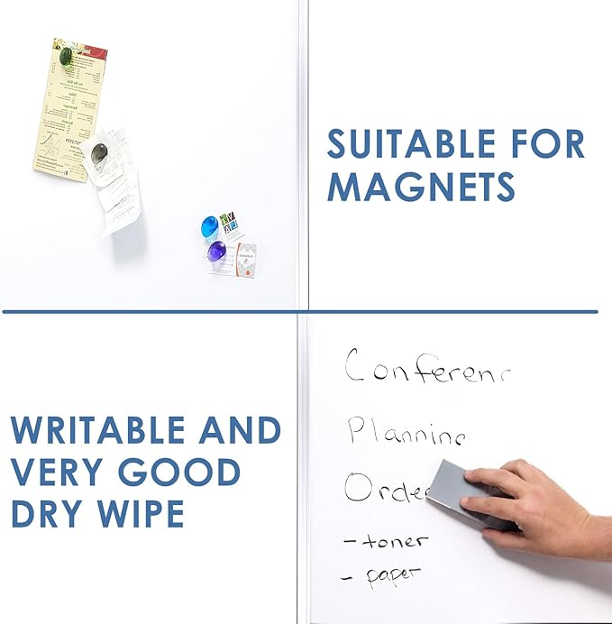 SWANCROWN Magnetic Dry Erase Board 60" x 40" Large White Board, with 2.5 cm Thick Aluminum Frame, Long Marker Tray & Magnretic Pen Holder – Whiteboard for Wall, Offices, School, Meeting Rooms-DeskLoop Office