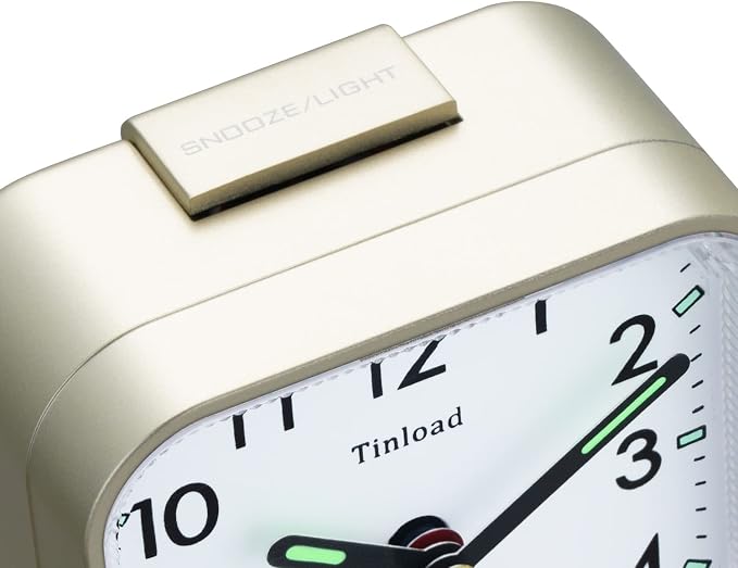 Tinload Small Battery Operated Analog Travel Alarm Clock Silent Non Ticking - Image 4