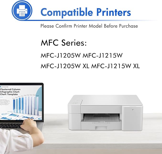 LC404XL LC404 Ink Cartridges for Brother Printer 404XL LC 404 XL for MFC-J1205W MFC-J1215W MFC J1205W J1215W - 4 Pack High Yields Black Cyan Magenta Yellow-DeskLoop Office