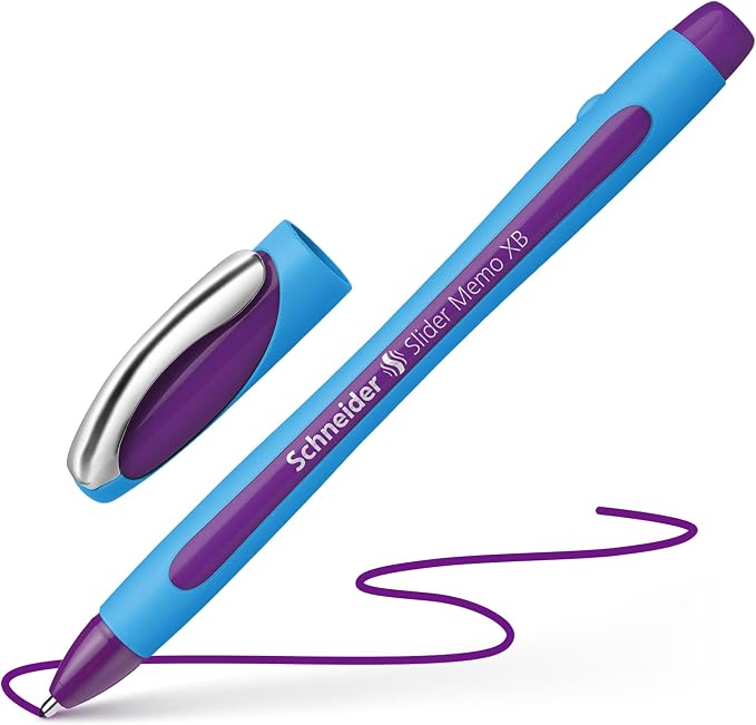 Schneider Slider Memo XB Ballpoint Pen, 1.4 mm, Light Blue Barrel, Violet Ink - Image 4
