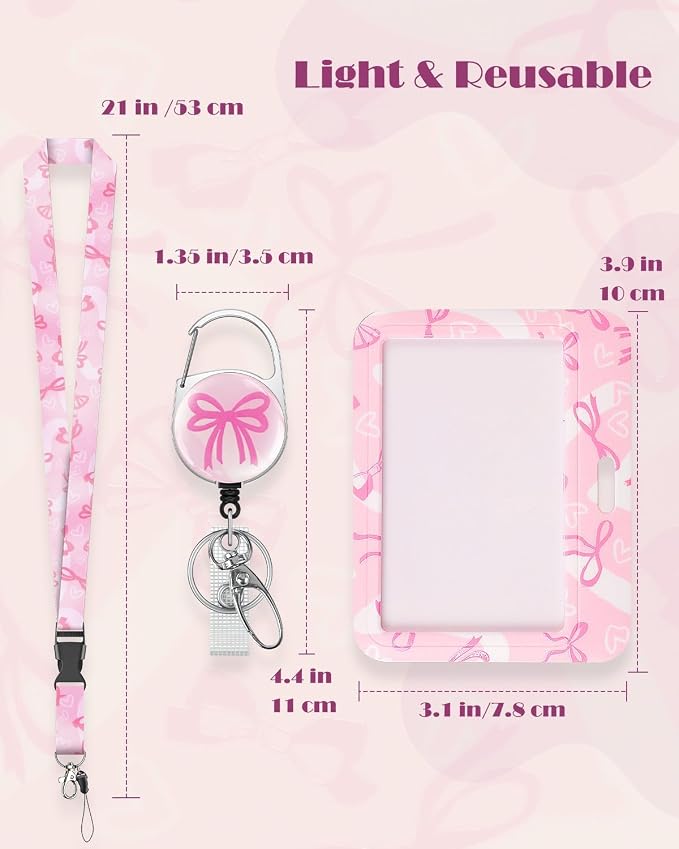 Uniclife Fashionable Sliding Badge Holder Bowknot Pattern Plastic Card Holder - Image 6
