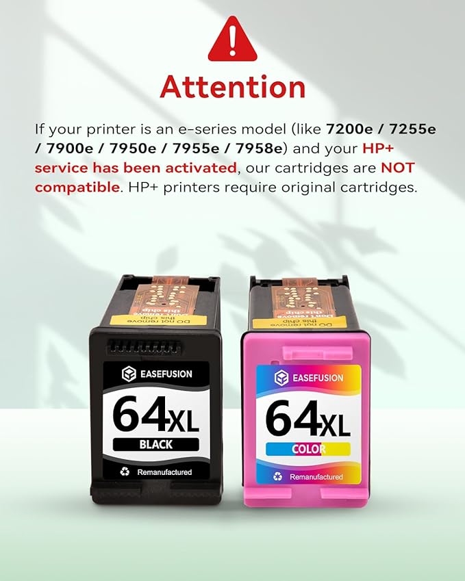 64XL Black and Color Ink Cartridge Remanufactured Replacement for HP Ink 64 HP64 HP64XL Combo Pack Compatible with HP Envy Photo 7800 7855 7858 7100 7155 6200 6255 Tango X Series Printers-DeskLoop Office