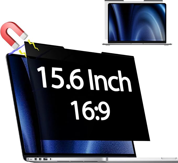 Magnetic Laptop Privacy Screen for 15.6 Inch 16:9, that Screen Size is 13.60 in by Halloive