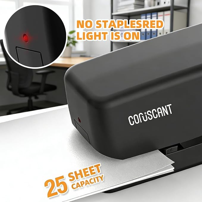 Coruscant Electric Stapler, No Jam Easy Reload, 25 Sheet Automatic Staplers - Image 3