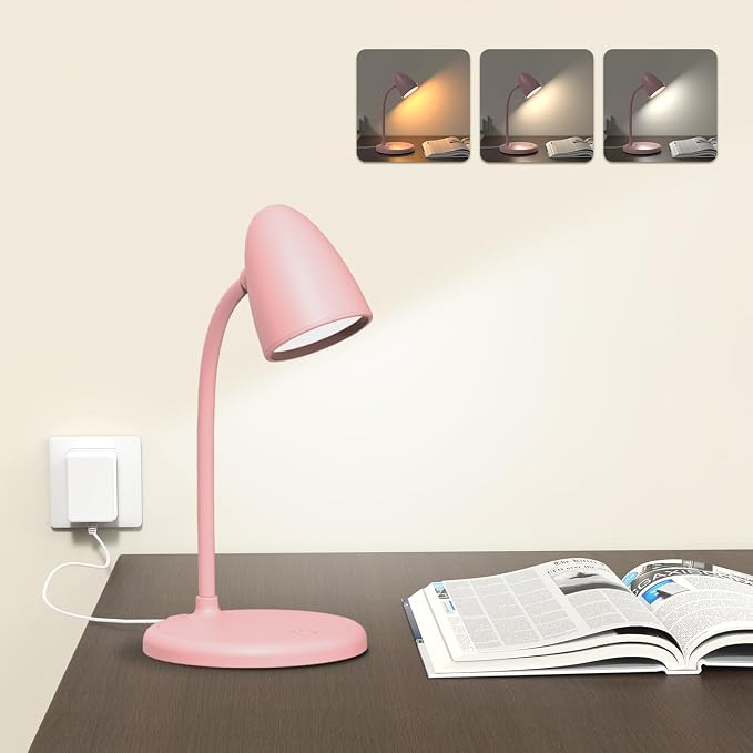 LED Desk Lamp for Home Office, 3 Light Colors, Table Lamp, Dimmable Reading by RORENSE