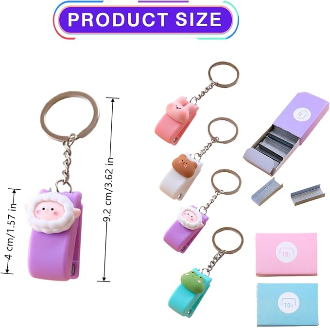 4 PCS Mini Stapler Cute Small Stapler Mini Stationery Set Pink Stapler & - Image 2