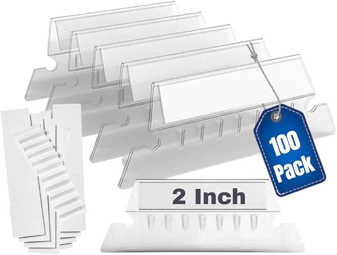 1InTheOffice Plastic Clear Tabs, and Inserts 2" x 5/8" by 1InTheOffice